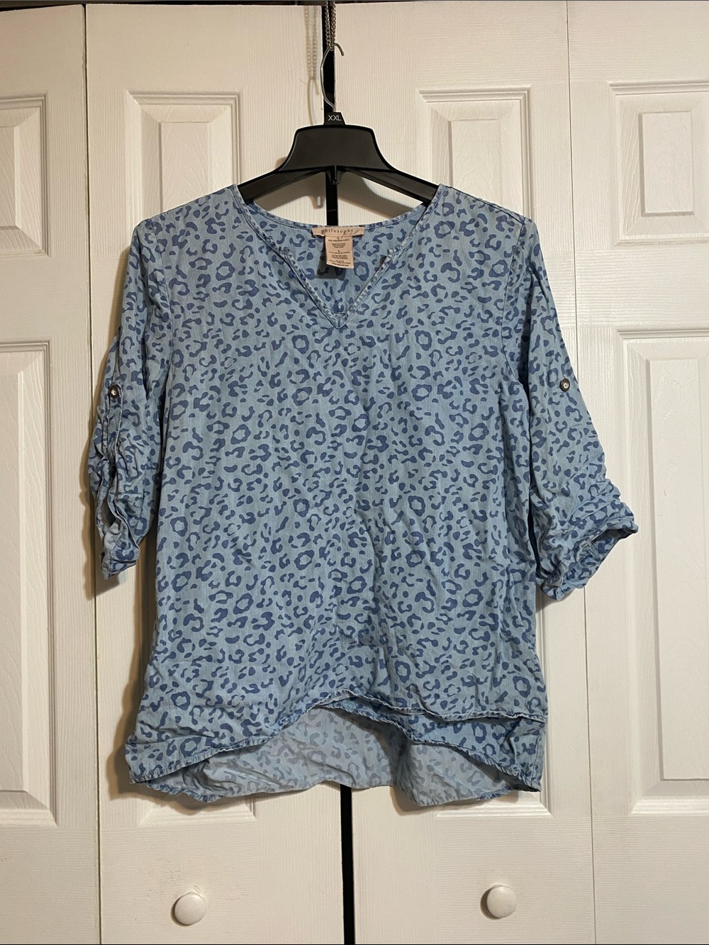 Philosophy denim blue top shirt blouse size LARGE
